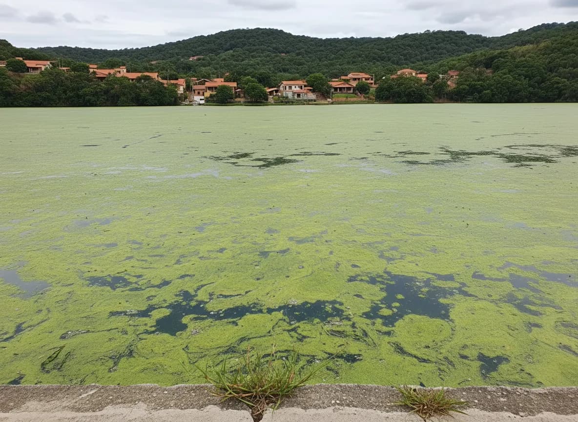 Lagoa antes — coberta de algas